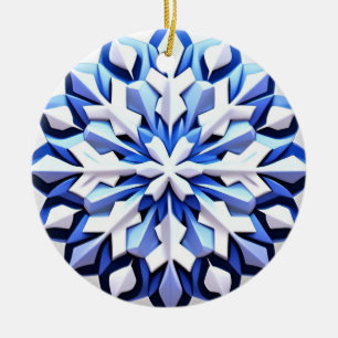 Décoration En Céramique Flocon de Neige Bleu Détaille