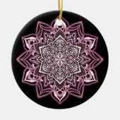 Décoration En Céramique Flocon de neige rose sur noir (Devant)