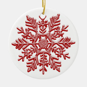Décoration En Céramique Flocon de neige rouge de Noël Élégant