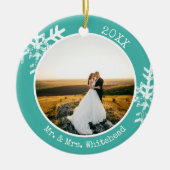 Décoration En Céramique Flocon de neige turquoise neuf 1er Noël (Devant)