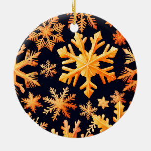 Décoration En Céramique Flocons de neige dorés