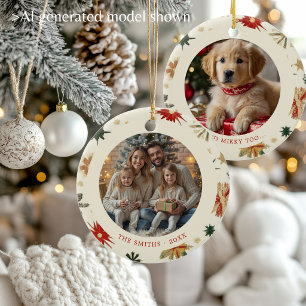 Décoration En Céramique Flocons de neige dorés vintage Noël en famille 2 P