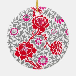 Décoration En Céramique Floral jacobéen, Céramique rouge profond, rose et 