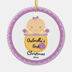 Décoration En Céramique Flower Baby Girl Baby's First Christmas Ornament