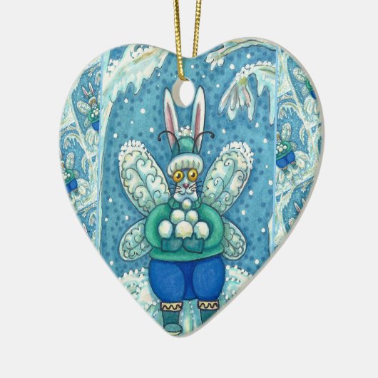 DÉCORATION EN CÉRAMIQUE FLUTTERBUN HIVER WONDERLAND, FUNNY BUNNY RABBIT (Gauche)