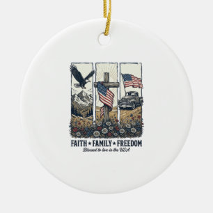 Décoration En Céramique Foi Famille Liberté Aigle Patriotique Vintage