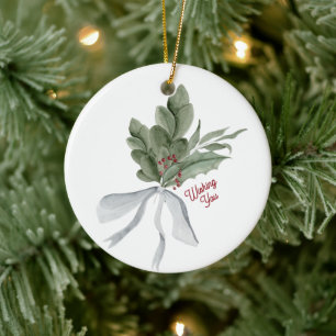 Décoration En Céramique Foliage de Noël aquarelle Personnalisé