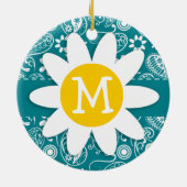 Décoration En Céramique Foncé Turquoise Paisley ; Faisée (Dos)