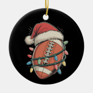 Décoration En Céramique Football Noël Santa Hat Sports de vacances
