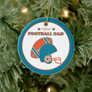 Décoration En Céramique Football papa sportifs amateurs orange bleu vintag