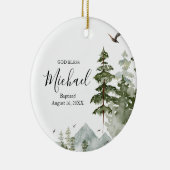 Décoration En Céramique Forêt de pins d'hiver Baptême Dieu béni (Droite)