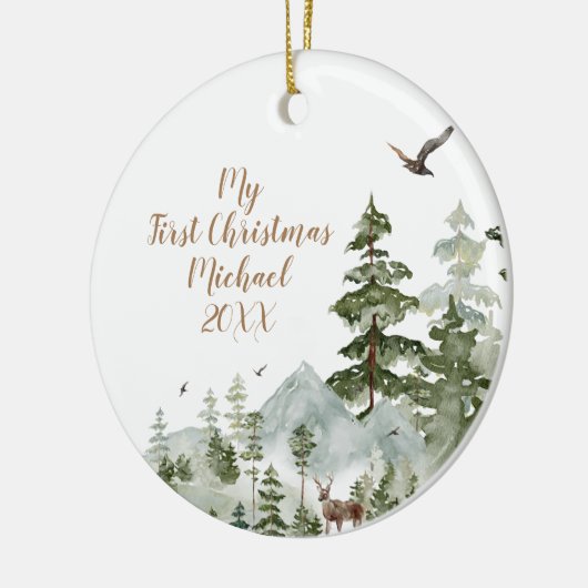 Décoration En Céramique Forêt d'hiver Bois Première Noël (Gauche)