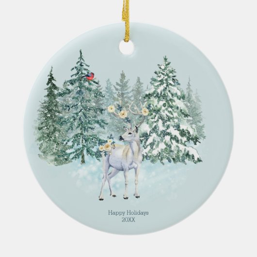 Décoration En Céramique Forêt d'hiver Cerf (Dos)