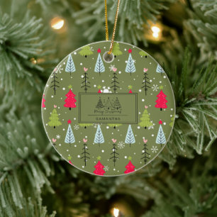 Décoration En Céramique Forêt d'Ivoire Toile de Noël Country Française