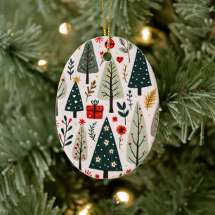 Décoration En Céramique Forêt Whimsical d'arbres de Noël