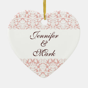 Décoration En Céramique Forme de coeur damé rose blanc rose personnalisé