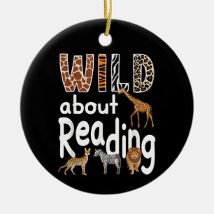 Décoration En Céramique Fou de lecture Animaux de zoo Livre Chéri 