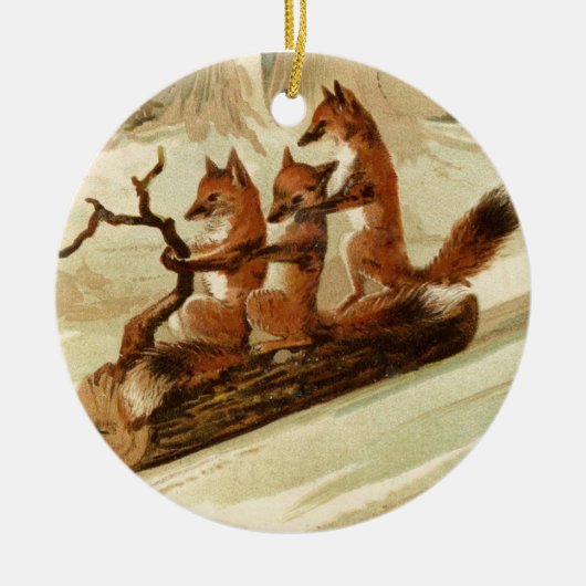 Décoration En Céramique Foxes de la couture (Devant)