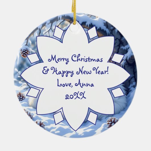 Décoration En Céramique Foxes Themed Personalized Christmas (Dos)