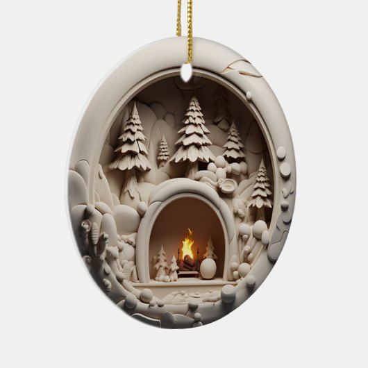Décoration En Céramique Foyer de Noël Cabine (Droite)