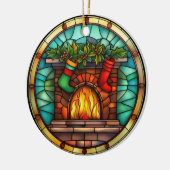Décoration En Céramique Foyer de Noël style vitrail (Gauche)