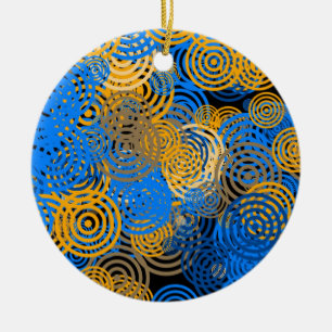 Décoration En Céramique Fractage Art Bleu Cercles géométriques Swirl Manda
