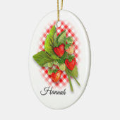 Décoration En Céramique Fraises sur En vichy, "Je t'aime beaucoup" (Gauche)