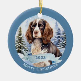 Décoration En Céramique Français Springer espagnol aquarelle Noël