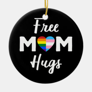 Décoration En Céramique Free Mom Hugs II - Arc-en-ciel Fierté Gay Trans