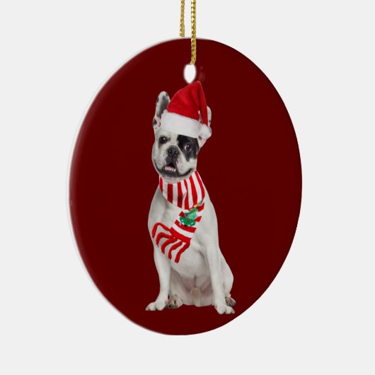 Décoration En Céramique French Bulldog Avec Scaft Casquette Noël (Droite)