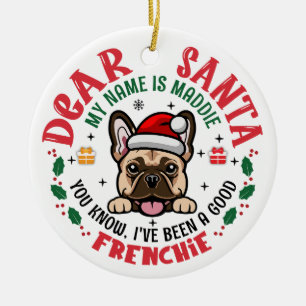 Décoration En Céramique French Bulldog Père Noël Christmas Nom personnalis