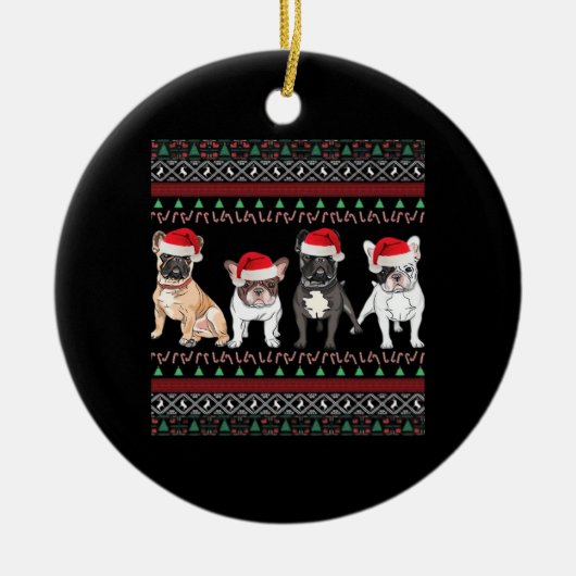 Décoration En Céramique French Bulldog Ugly Christmas Sweater Essential T- (Devant)