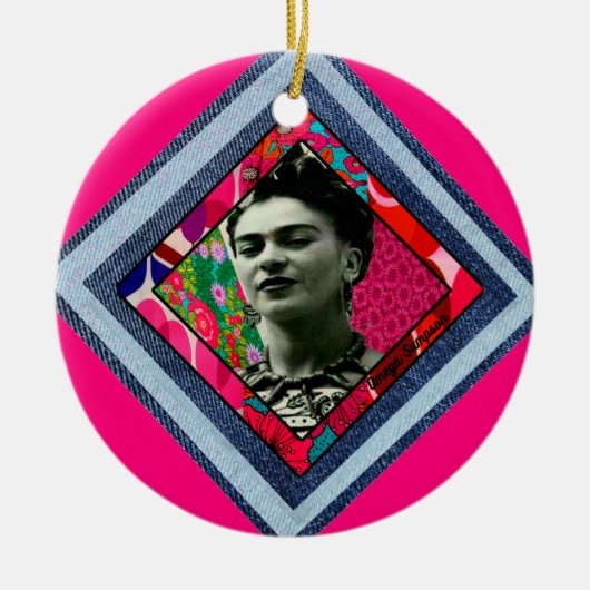 Décoration En Céramique Frida Kahlo Retro Denim Diamond (Devant)