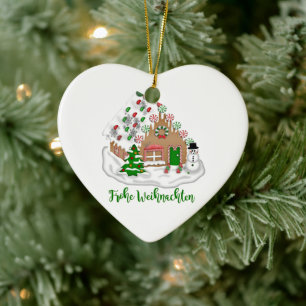 Décoration En Céramique Frohe Weihnachten Herzanhänger Keramik Baumschmuc
