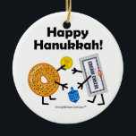 Décoration En Céramique Fromage de bagel et fondu - Hanoukka heureux !<br><div class="desc">Le BFFs-Bagel et la crème juifs de nourriture Fromage-se saluent chaudement à Hanoukka et au jeu avec un dreidel pour des pièces de monnaie de chocolat (gelt). Une partie de ma collection "de nourritures amicales"… cliquent sur dessus le lien de magasin ci-dessous pour les voir tous. VOUS POUVEZ CHANGER L'ARRIÈRE...</div>