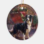 Décoration En Céramique Frontière Collie Festive de Noël (Gauche)