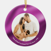 Décoration En Céramique Fuchsia Pink Foil, Bébé 1er Noël (Devant)