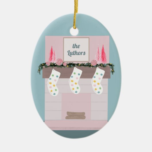 Décoration En Céramique Fun Disco Rose Custom Christmas (Devant)