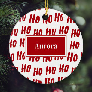 Décoration En Céramique Fun Ho Ho Ho Texte Rouge Fête Motif Noël