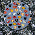 Décoration En Céramique Fun Kitty Chat<br><div class="desc">Beaucoup de mignons chats blancs sur un arrière - plan bleu.</div>