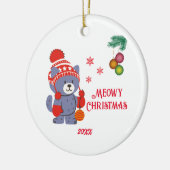Décoration En Céramique Fun Meowy Noël mignonne Chat Joyeux Noël Boules (Gauche)