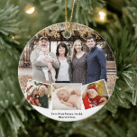 Décoration En Céramique Fun Script 4 Photo C'Est La Saison D'Être Jolly<br><div class="desc">C'Est La Saison D'Être Jolly | Aquarelle Verdure Pine Cône Élégant et minimaliste 4 Famille Collage photo Ornement double face. Tous les textes sont pré-arrangés pour que vous personnalisiez facilement et rapidement avec vos propres détails. Souhaitez-vous à tous de bonnes vacances !</div>