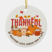 Décoration En Céramique Fun Thanksgiving MERCI PLUS LONGTEMPS QU'UNE LATTE (Devant)