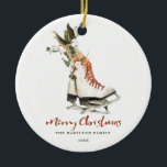 Décoration En Céramique Fun Vintage verdure Famille Photo de Noël<br><div class="desc">Ce Noël sera un peu plus brillant avec ces verdure d'aquarelle moderne et les patins à glace vintages de notre collection moderne de Noël bohème Vintage ci-dessus.</div>