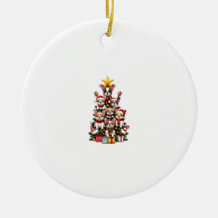 Décoration En Céramique Funky French Bulldog sapin de Noël Santa Hat neige