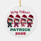 Décoration En Céramique Funky Merry Fishmas de Noël Pêche (Dos)