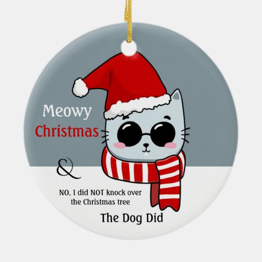Décoration En Céramique Funny Cat Meowy Noël (Dos)