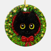 Décoration En Céramique Funny Christmas Black Cat Art Creationarts (Dos)