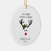 Décoration En Céramique Funny Christmas Reindeer Personalized Name Year (Droite)