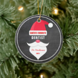 Décoration En Céramique Funny Christmas Santa's Favorite Dentist Custom<br><div class="desc">Tell everyone who Santa's favorite Dentist is. Ornament features a Santa Claus Hat, mustache, beard and text that reads "Santa's Favorite" Dentist but you can change this to anyone . . . . Brother, Sister, Mom, Boss, Uncle, Dad, Aunt, Friend, Engineer, Dog Lover, etc. Customize the text with any "favorite"...</div>